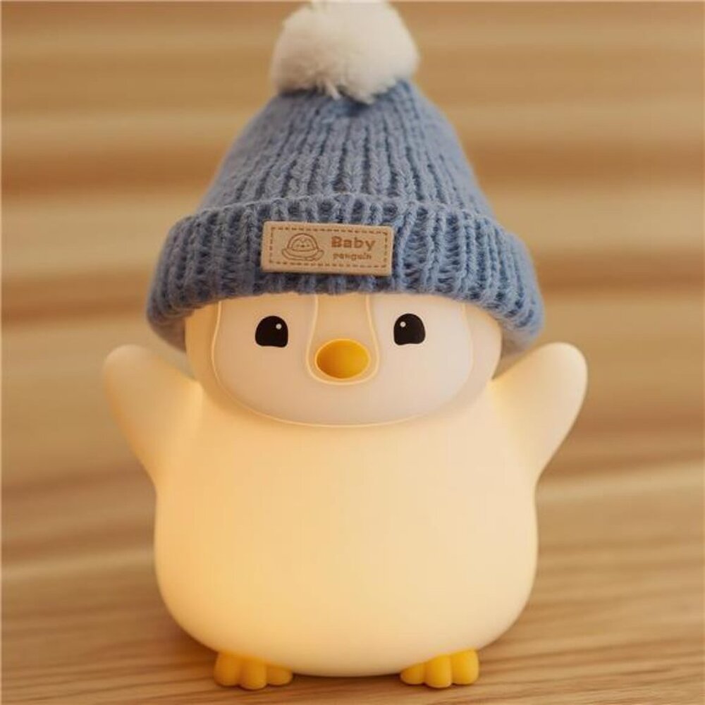 Penguin Night Light for Kids, Adorable Penguin Lamp with Hat, Food Grade